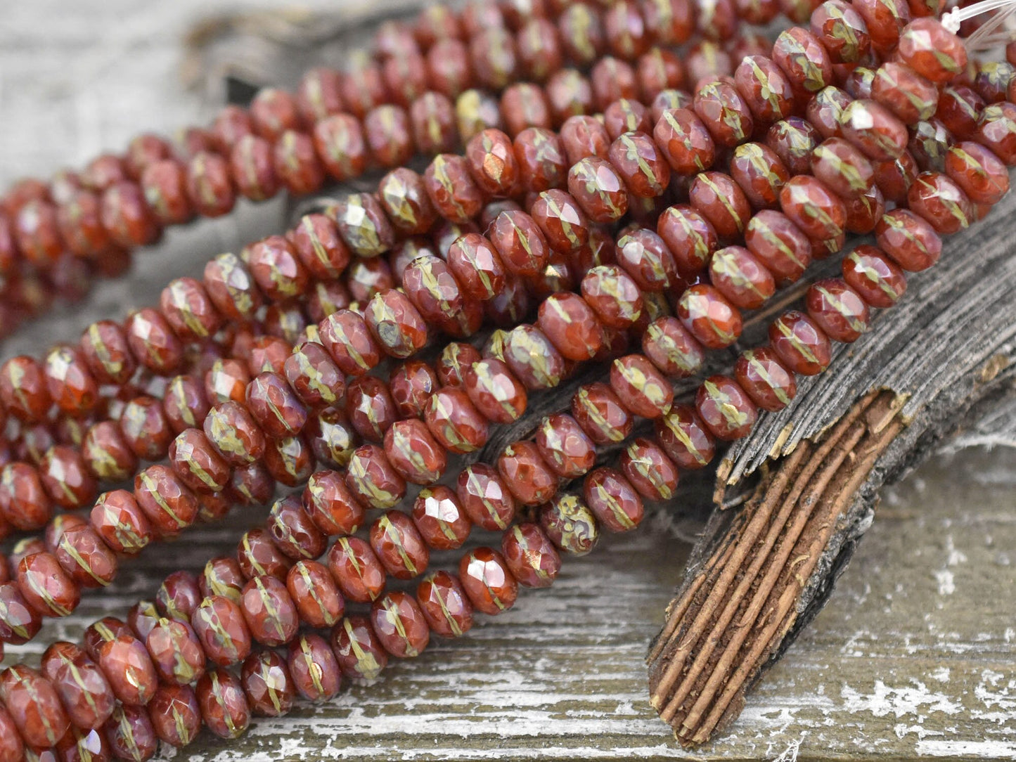 Rondelle Beads - Picasso Beads - Czech Glass Beads - Fire Polished Beads - Rustic Beads - 3x5mm - 27pcs (2484)