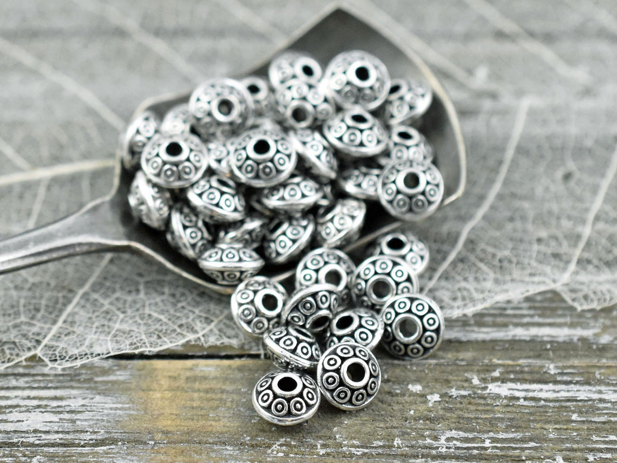 100* 4x7mm Antique Silver Saucer Rondelle Spacer Beads – The Bead