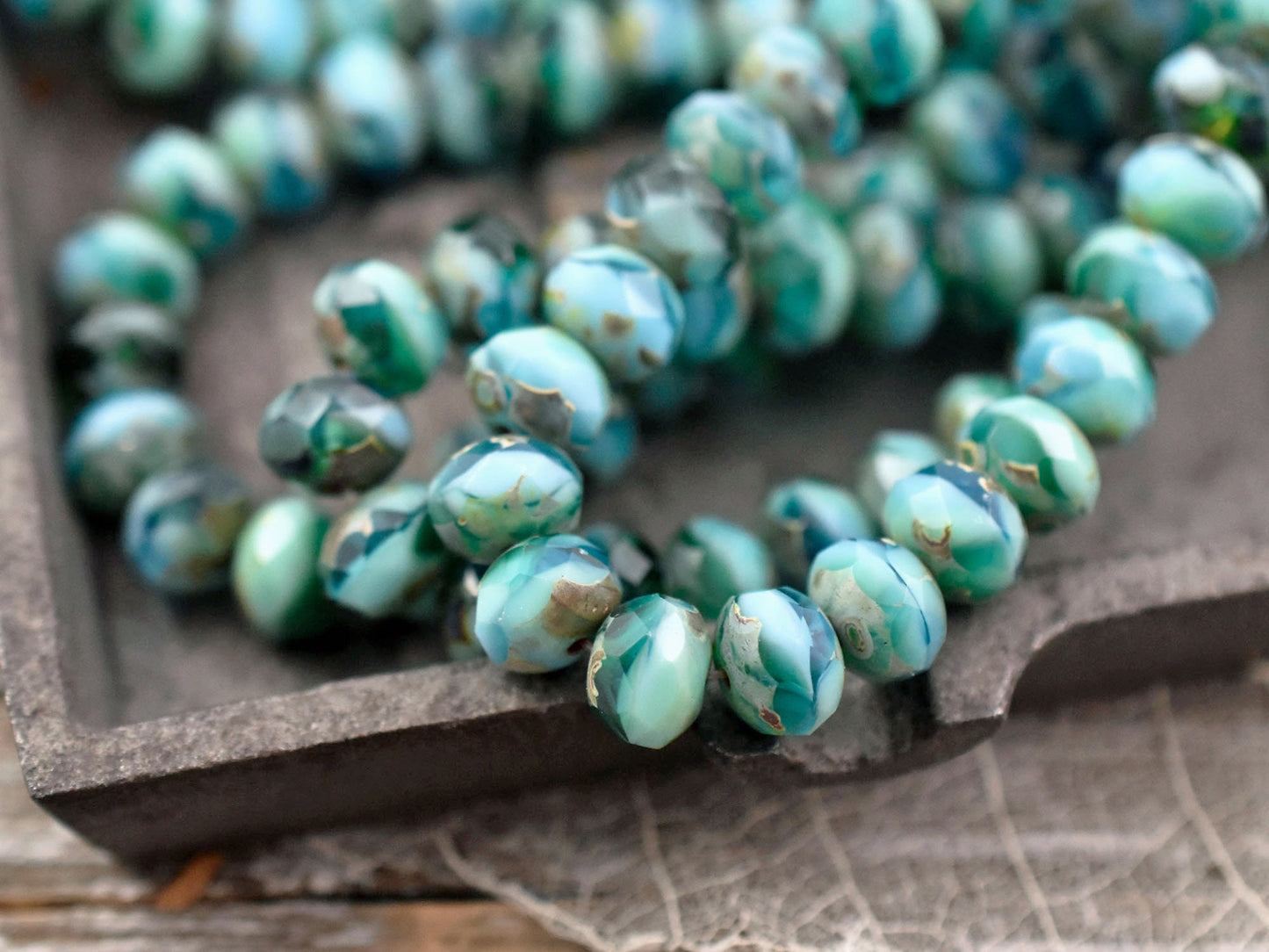 Czech Glass Beads - Rondelle Beads - Czech Picasso Beads - Fire Polished Beads - Donut Beads - 6x8mm - 25pcs - (3209)