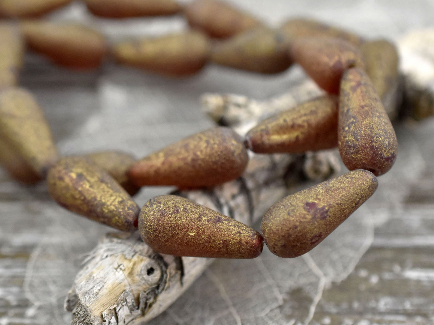 Czech Glass Beads - Picasso Beads - Teardrop Beads - Czech Drop - 19x9mm - 6pcs - (3046)