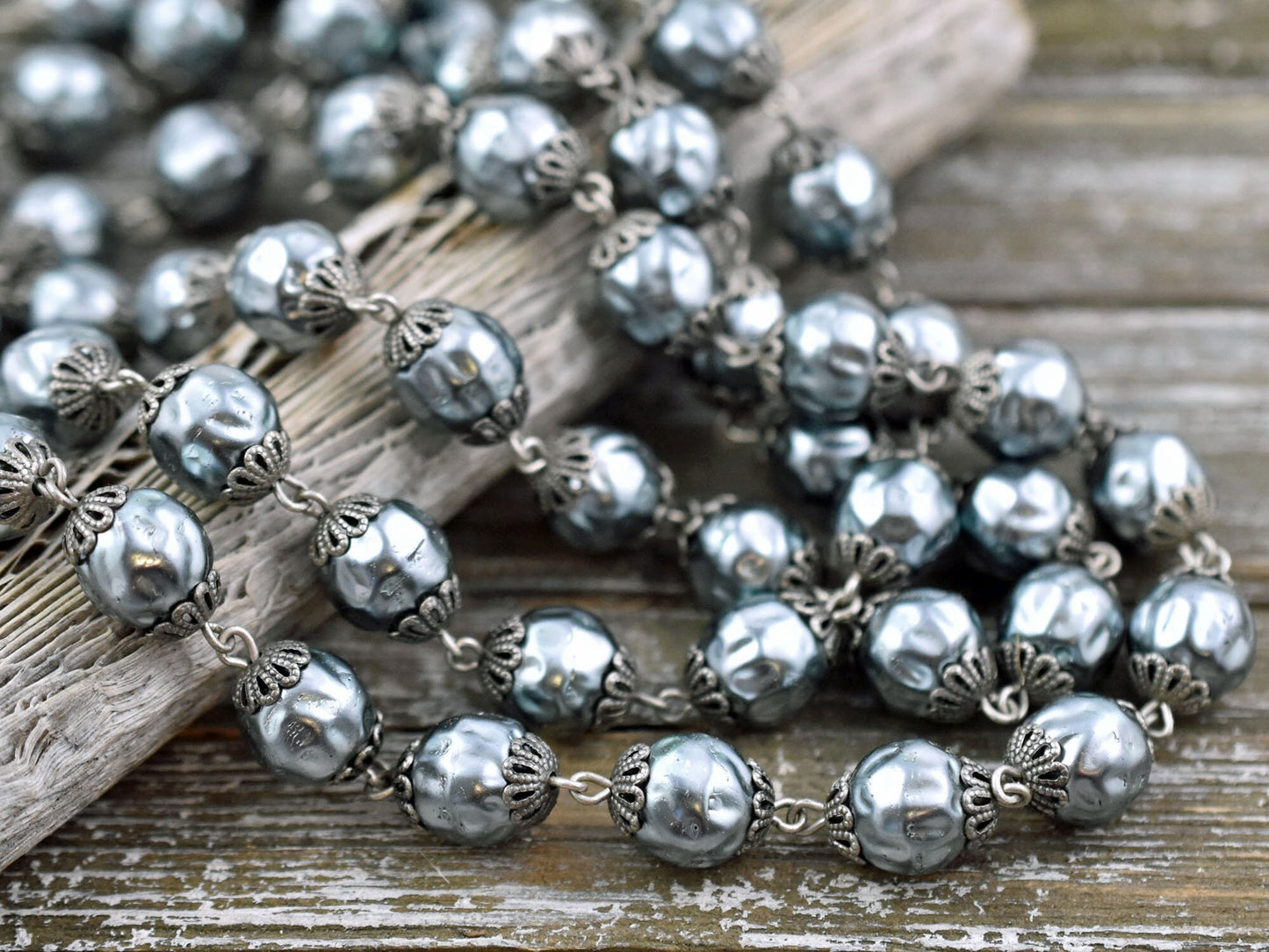 Bead Chain - Czech Pearl Chain - Beaded Chain - Czech Glass Pearls - Sold by the foot - (CH9)