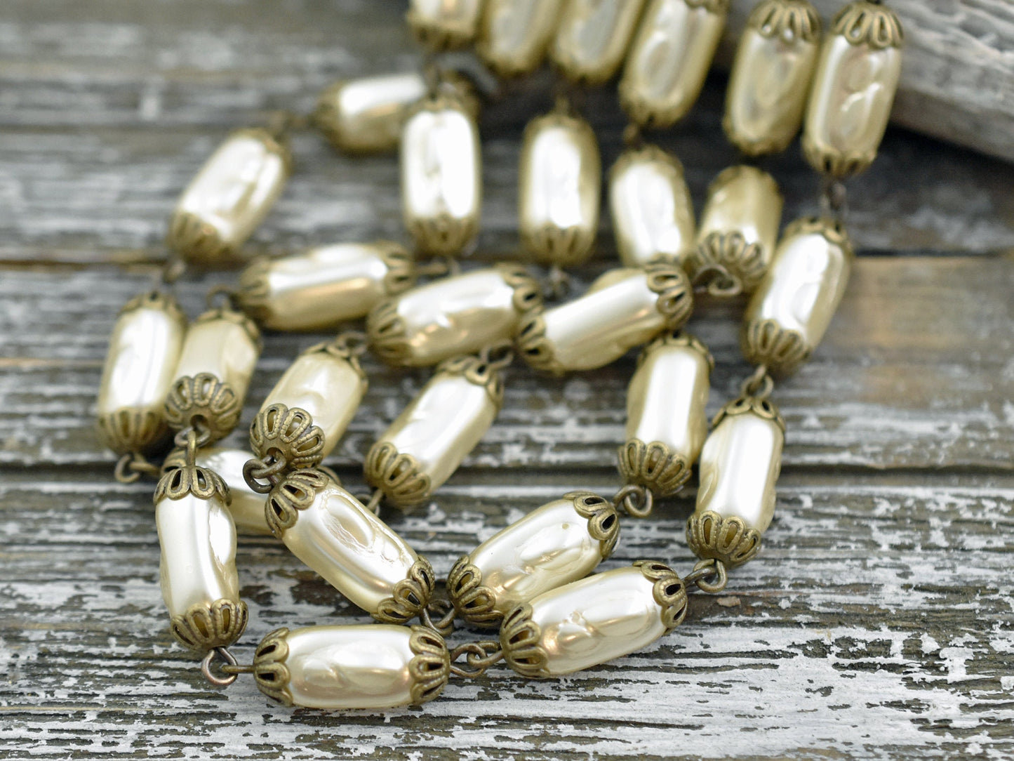 Rosary Chain - Beaded Chain - Pearl Chain - Czech Pearl Chain - Czech Glass Pearls - Sold by the foot - (CH17)