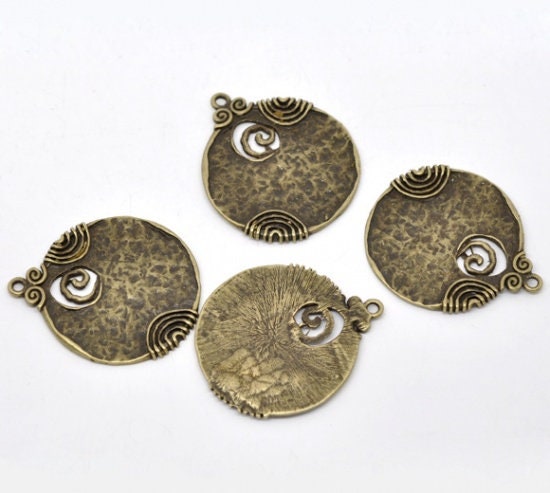 52x45mm Antique Bronze Medallion Pendant - Qty 5