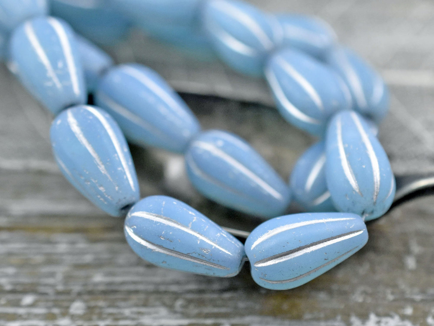 Czech Glass Beads - Melon Beads - Teardrop Beads - Picasso Beads - Drop Beads - 6pcs - 15x8mm - (4235)
