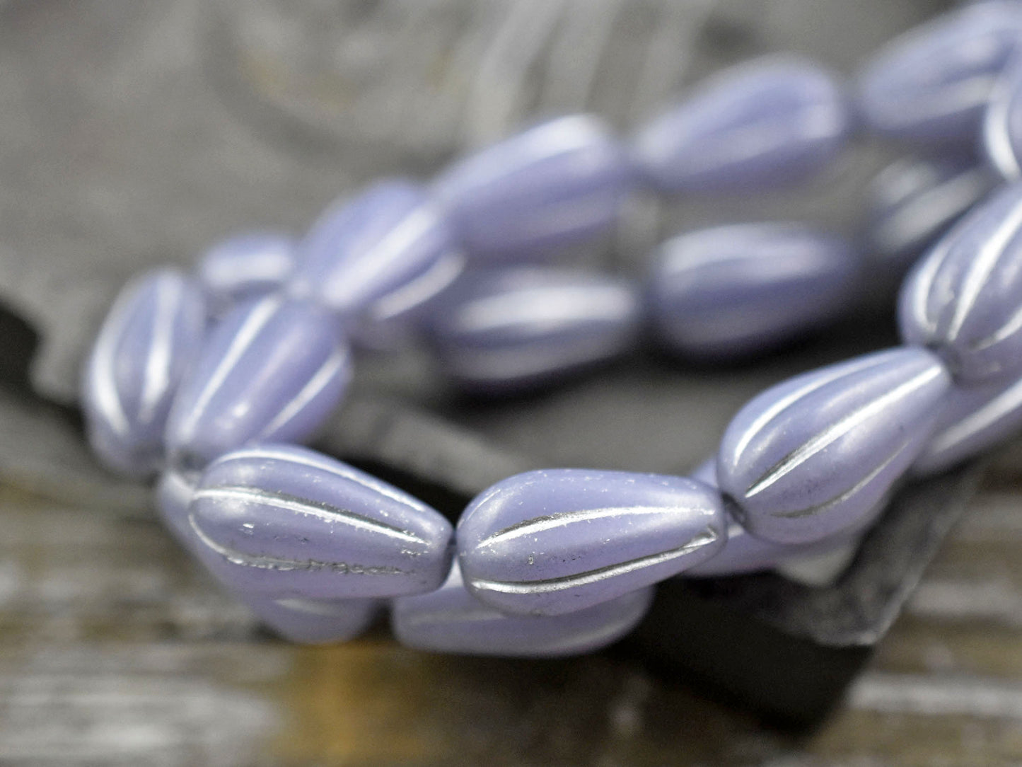 Czech Drop Beads - Czech Glass Beads - Teardrop Beads - Picasso Beads - Purple Beads - 6pcs - 15x8mm - (A191)