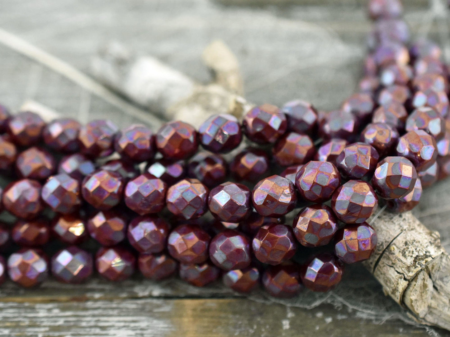 Czech Glass Beads - Fire Polished Beads - Round Beads - Faceted Beads - Nebula Beads - 6mm - 25pcs (5174)