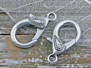 Large Lobster Clasp - Silver Lobster Clasp - Lobster Claw Clasp - Antique Silver Clasp - Tibetan Findings - 31x16mm - 4pcs - (B721)