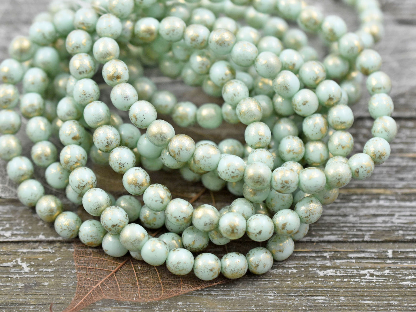 Czech Glass Beads - Round Beads - Druk Beads - Mint Green - Round Beads -- Choose Your Size