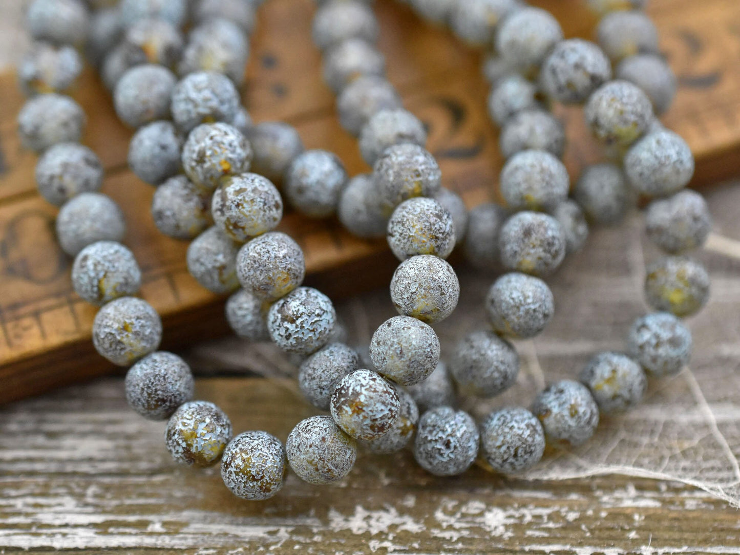 Picasso Beads - Czech Glass Beads - Round Beads - 6mm Beads - Etched Beads - Druk Beads - 6mm - 30pcs - (725)