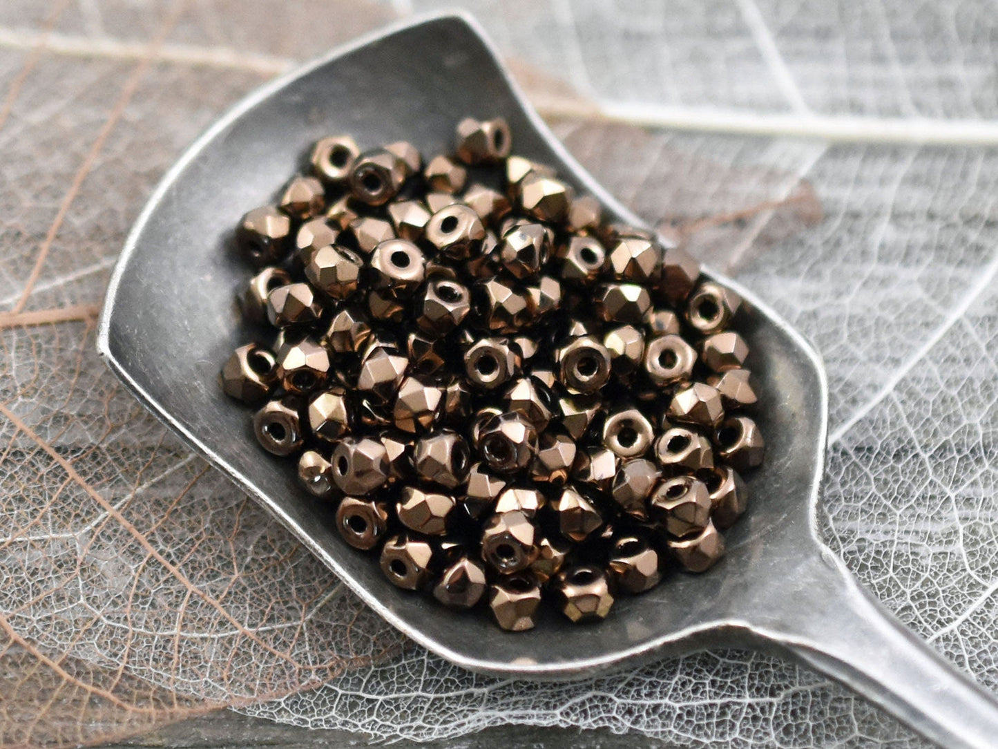 Czech Glass Beads - Micro Spacers - Bronze Spacer Beads - Glass Spacers - 2x3mm - 100pcs - (1301)
