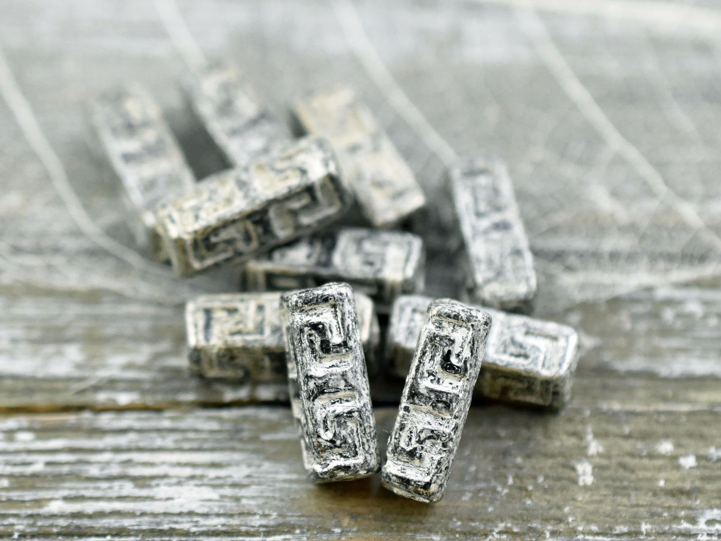 Picasso Beads - Celtic Beads - Czech Glass Beads - Tube Beads - Stick Beads - 15x5mm - 10pcs (2262)