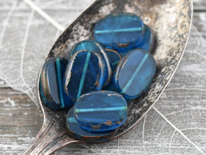Picasso Beads - Czech Glass Beads - Vintage Beads - Oval Beads - Focal Beads - Chunky Beads - 10pcs - 14x19mm - (4494)