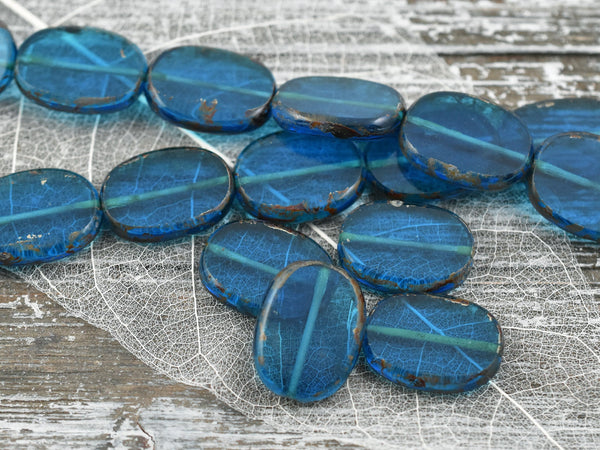 Picasso Beads - Czech Glass Beads - Vintage Beads - Oval Beads - Focal Beads - Chunky Beads - 10pcs - 14x19mm - (4494)