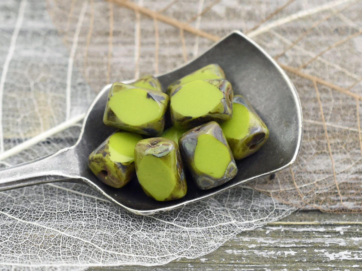 Picasso Beads - Vintage Czech Glass - Czech Glass Beads - Chicklet Beads - 7x10mm - 10pcs (B199)