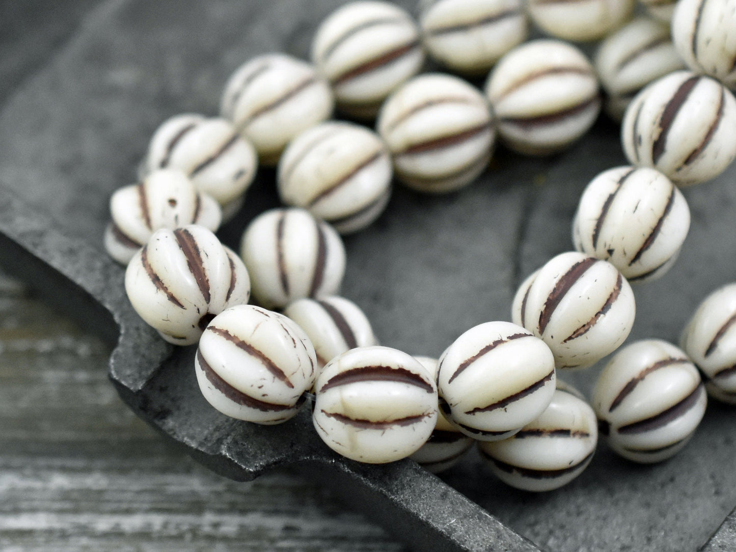 Picasso Beads - Czech Glass Beads - Melon Beads - Round Beads - Fluted Round - Choose Your Size