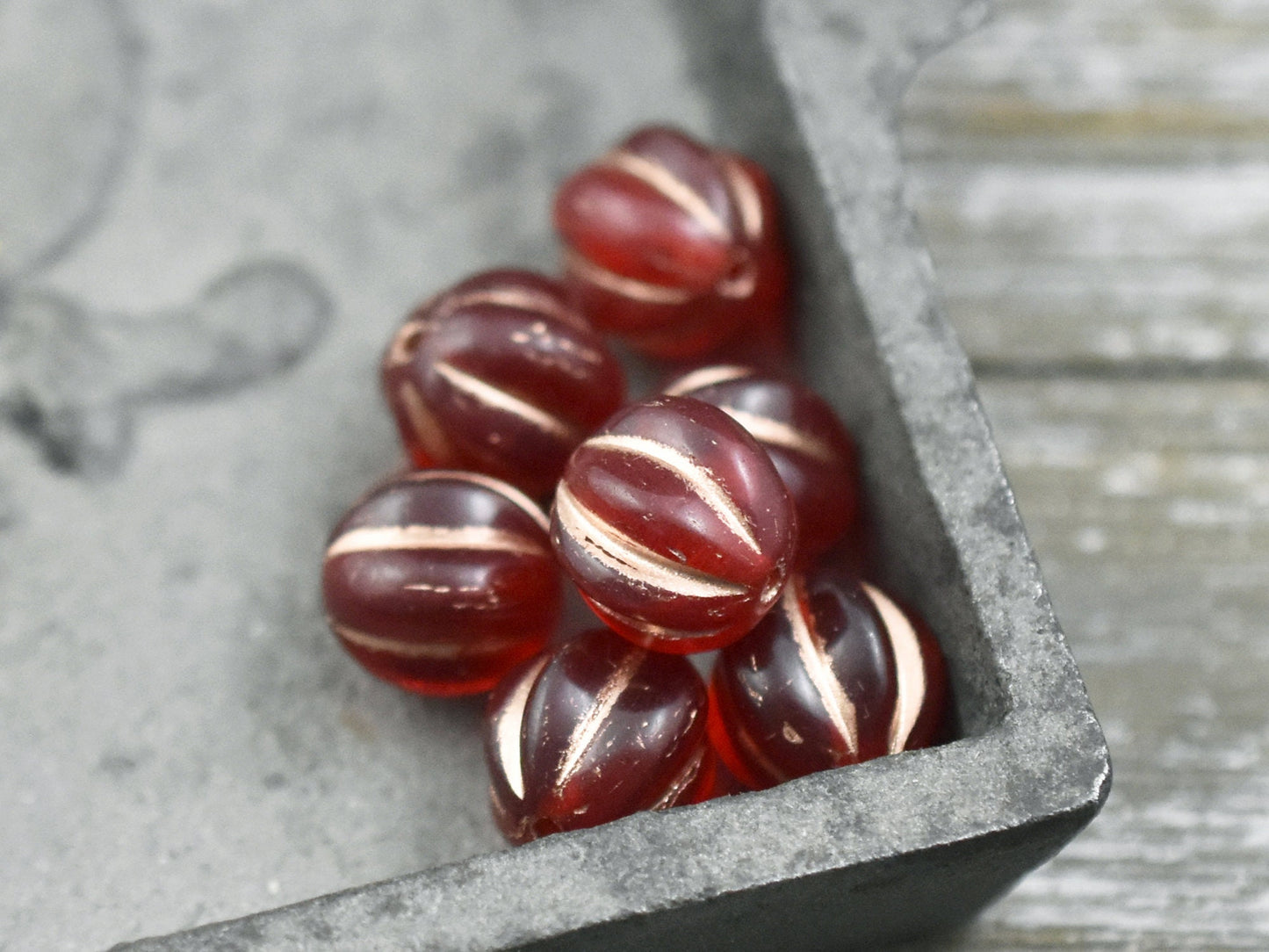 Czech Glass Beads - Melon Beads - Round Beads - Fluted Round - Picasso Beads - Choose Your Size
