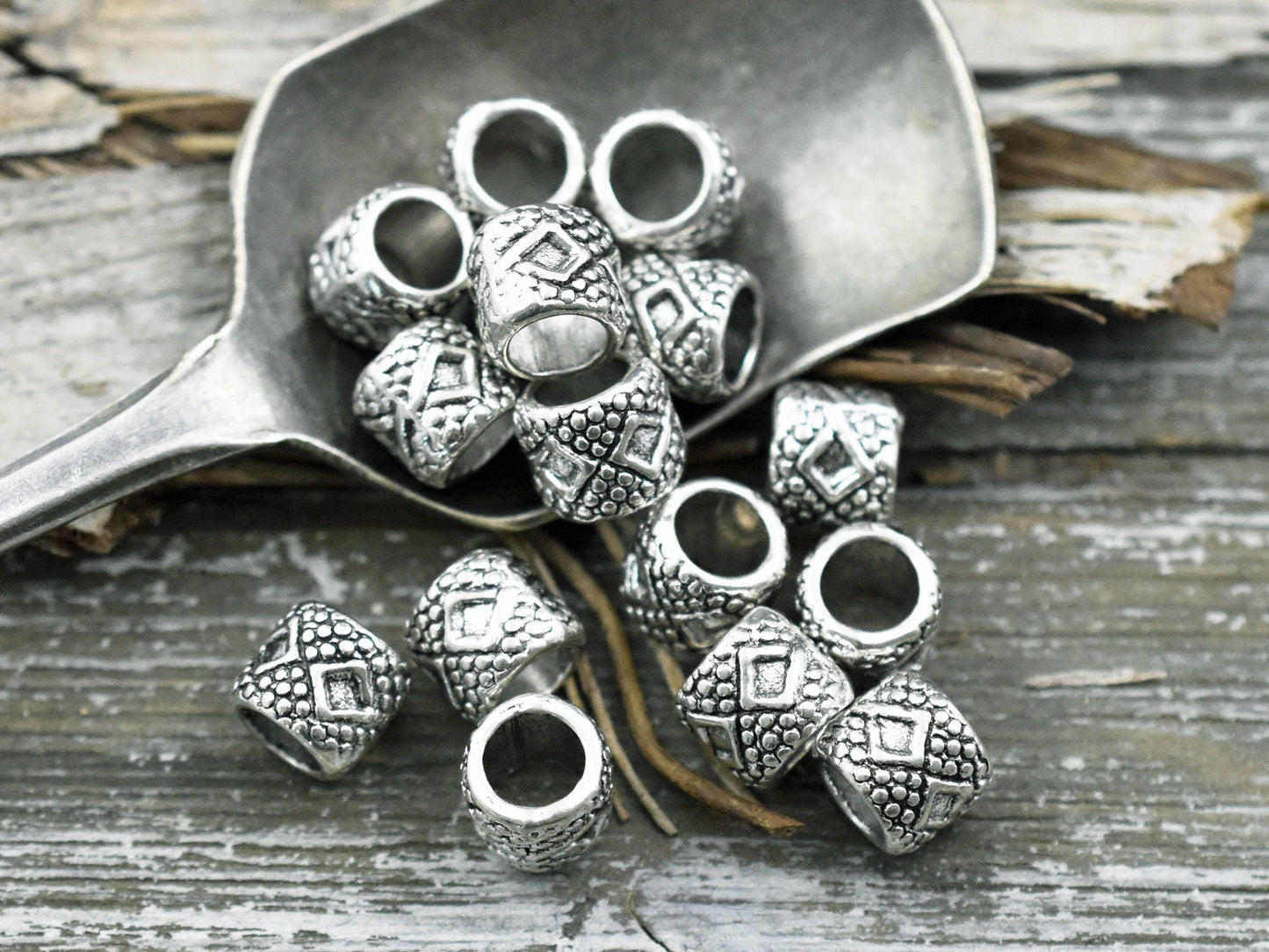 *20* 6x7mm Antique Silver Large Hole Beads