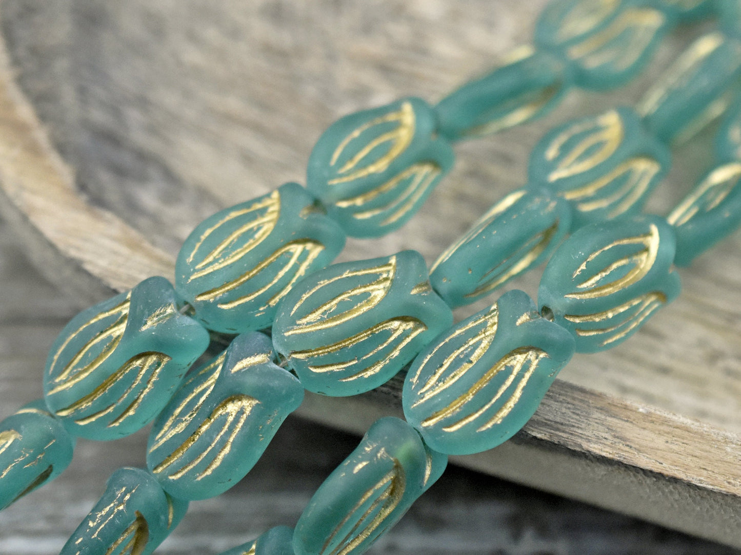 Czech Glass Beads - Flower Beads - Floral Beads - Picasso Beads - 16x11mm - 6pcs - (B561)