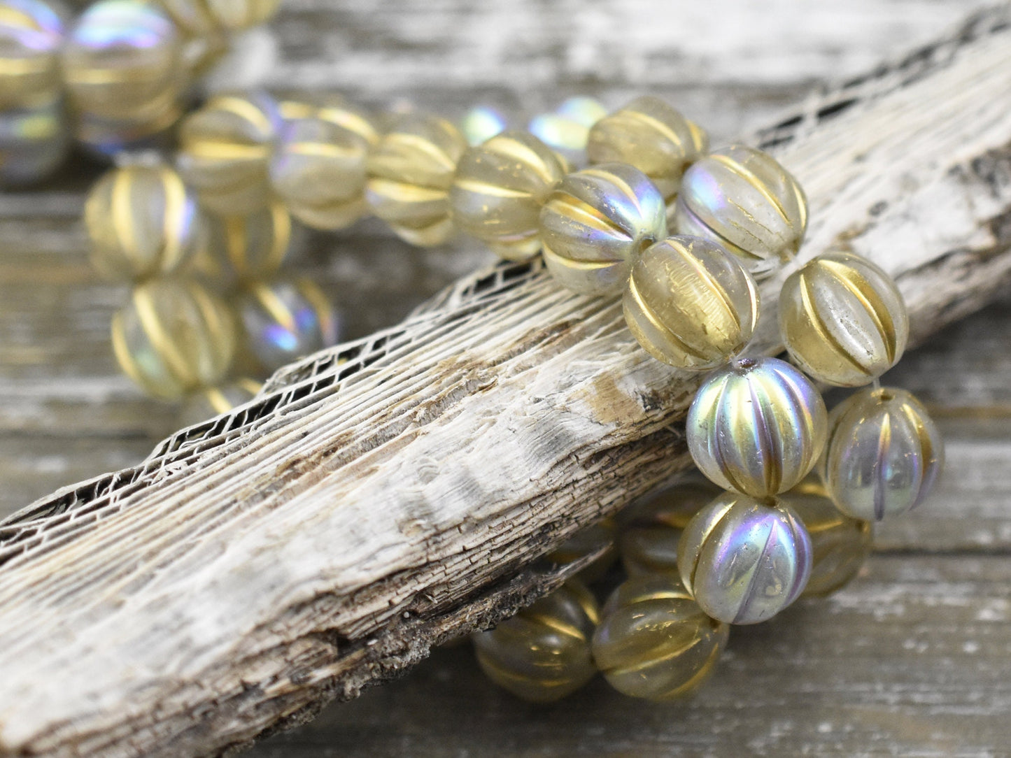 Melon Beads - Czech Glass Beads - Round Beads - Bohemian Beads - Picasso Beads - Choose Your Size