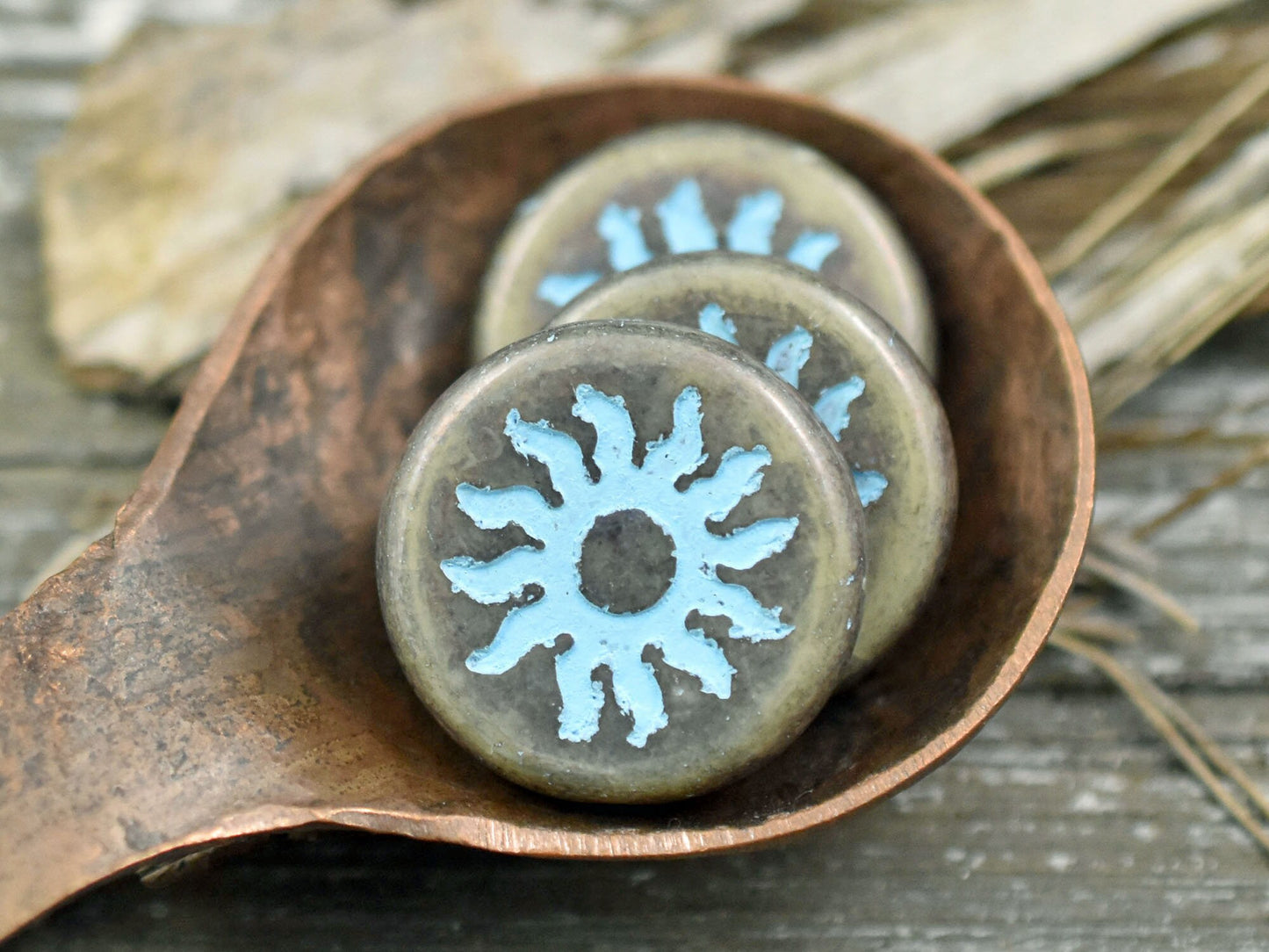 Picasso Beads - Czech Glass Beads - Sun Beads - Focal Beads - Large Glass Beads - 21mm - (1923)