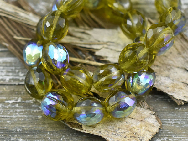 Melon Beads - Faceted Melon - Czech Glass Beads - Picasso Beads - Round Beads - 10mm - 10pcs (4940)