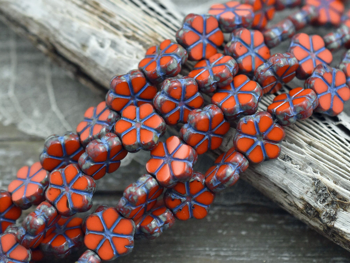 Picasso Beads - Czech Glass Beads - Flower Beads - Daisy Beads - 10mm - 10pcs (5892)