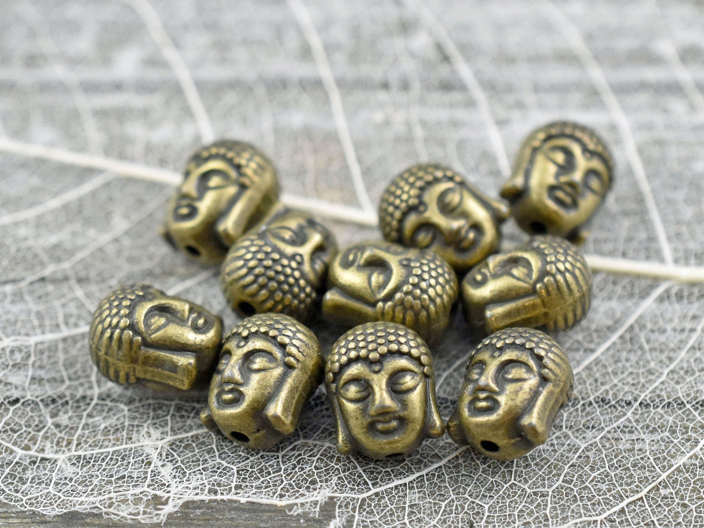*10* 10x8mm Antique Bronze Buddha Head Beads