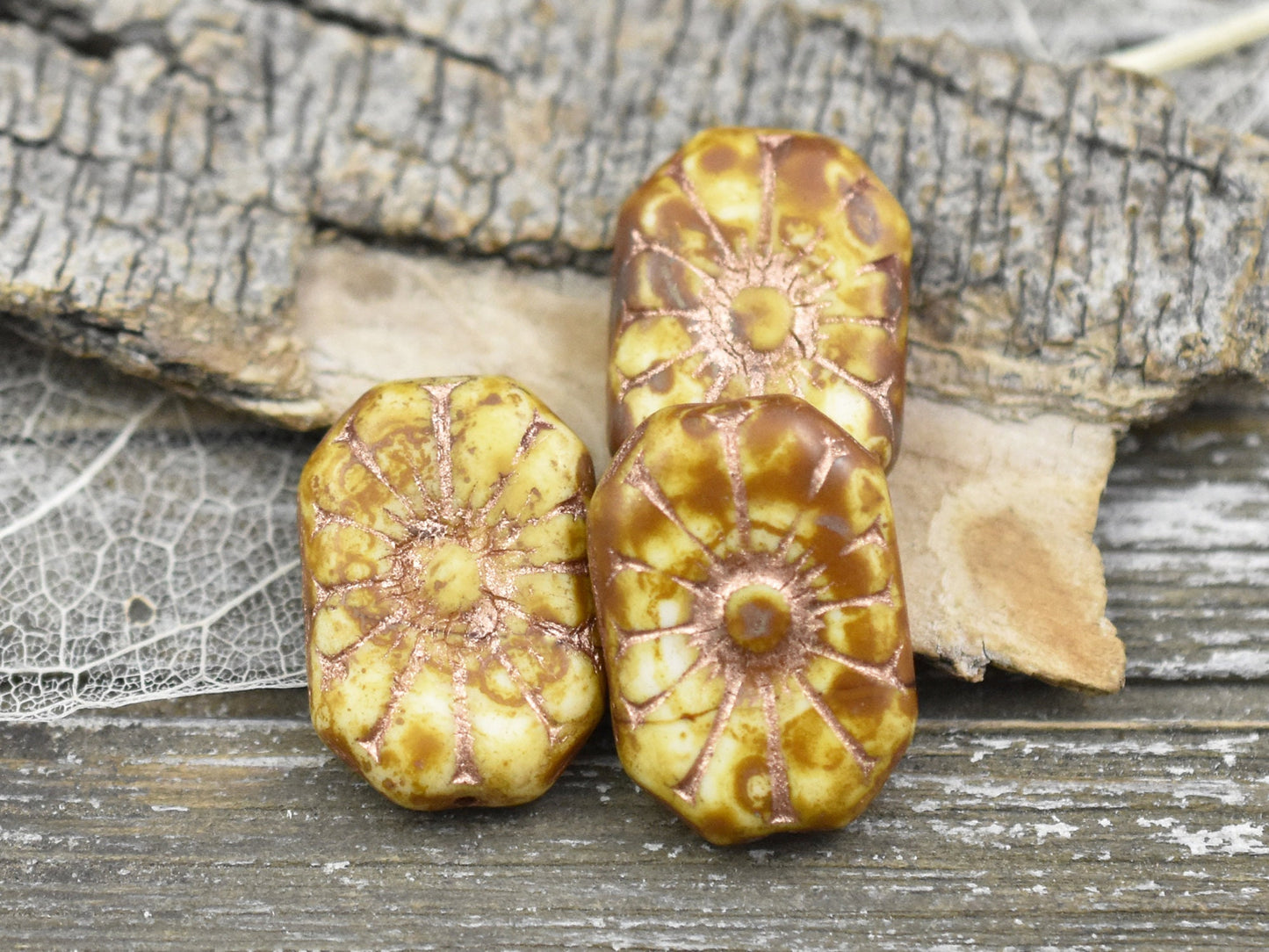 Picasso Beads - Czech Glass Beads - Chunky Beads - 19x13mm - 4pcs - (B622)