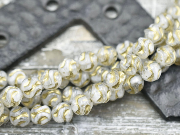 Czech Glass Beads - Round Beads - Love Knot Beads - Ruffled Round Beads - 8mm - 15pcs - (A676)