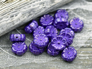 Flower Beads - Czech Glass Beads - Hawaiian Flower Beads - Floral Beads - 16pcs - 9mm - (A197)