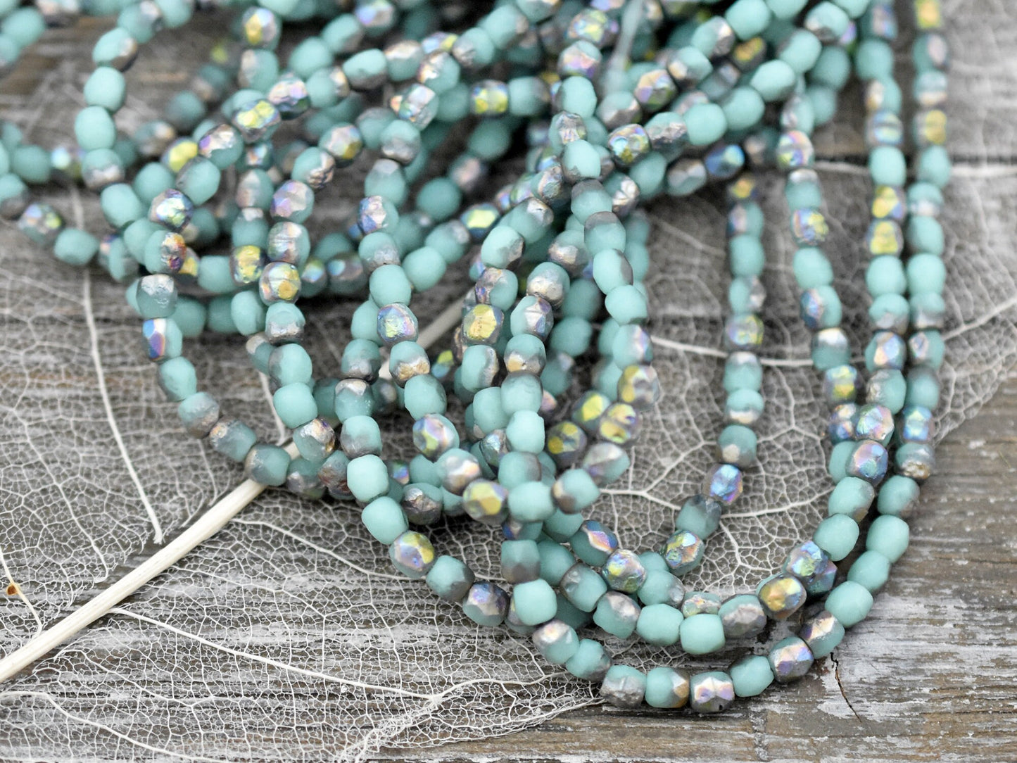 3mm Beads - Czech Glass Beads - Fire Polish Beads - Round Beads - Etched Beads - Picasso Beads - 50pcs (4558)