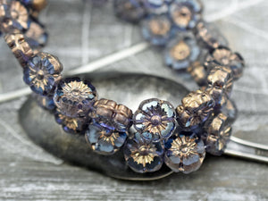 Czech Flower Beads - Czech Glass Beads - Hawaiian Flower Beads - 16pcs - 9mm - (1196)