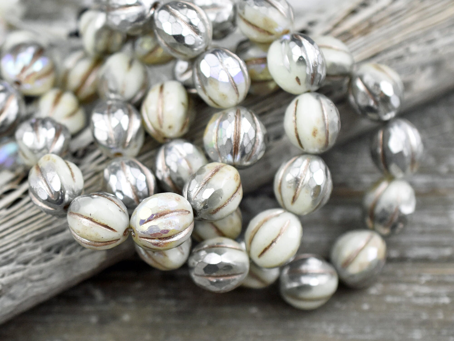 Czech Glass Beads - Faceted Melon - Melon Beads - Picasso Beads - Round Beads - 10mm - 10pcs (2293)