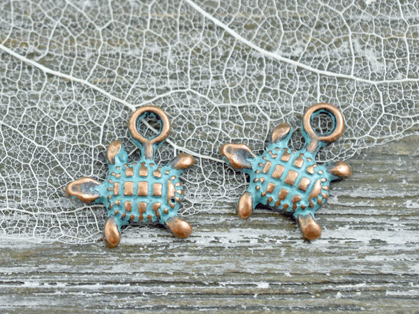 *10* 13x12mm Copper Patina Turtle Charms