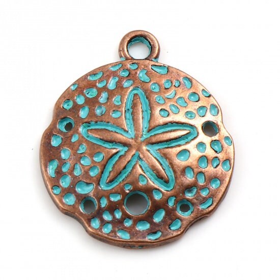 *10* 25x21mm Copper Patina Sand Dollar Charms