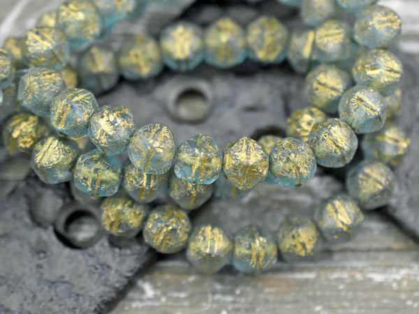 Etched Beads - New Czech Beads - Czech Glass Beads - English Cut Beads - Antique Cut Beads - Round Beads - 20pcs - 8mm (923)
