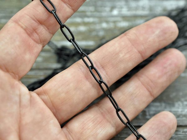 10x4mm 304 Black Stainless Steel Paperclip Chain -- Sold by the foot