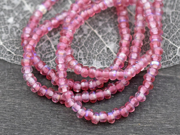 Czech Glass Beads - Micro Spacers - Spacer Beads - Pink Spacer Bead - Glass Spacers - 2x3mm - 50pcs - (3493)
