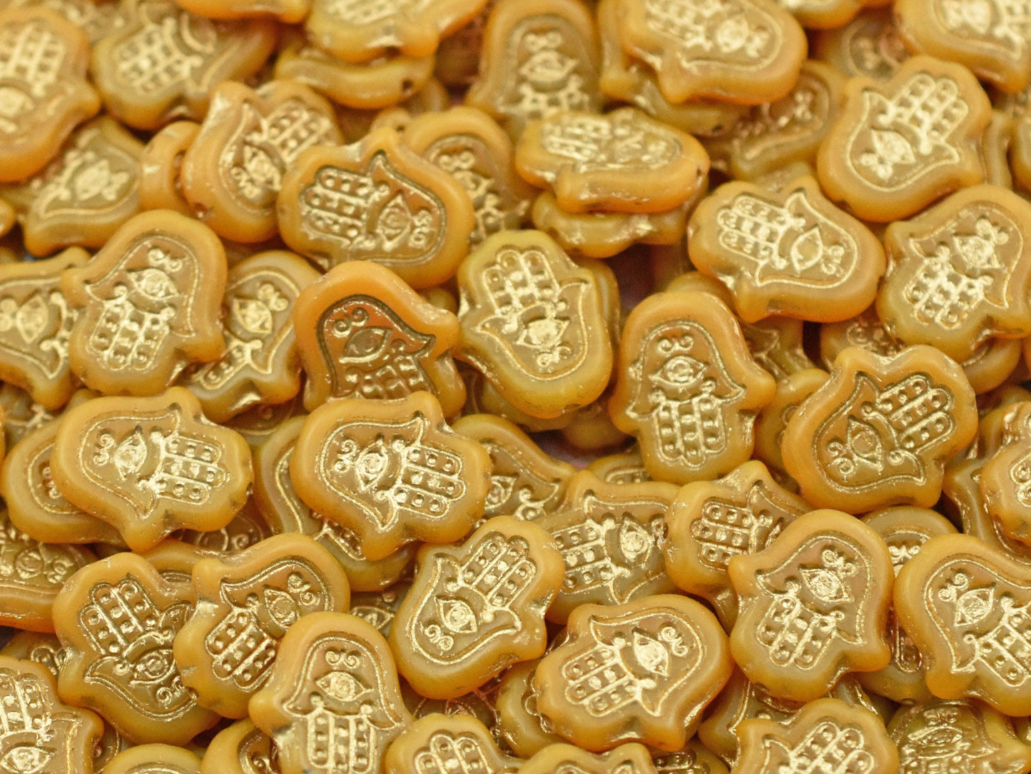 Czech Glass Beads - Hamsa Beads - Hamsa Hand - Hand Beads - 4pcs - 15x14mm - (B162)