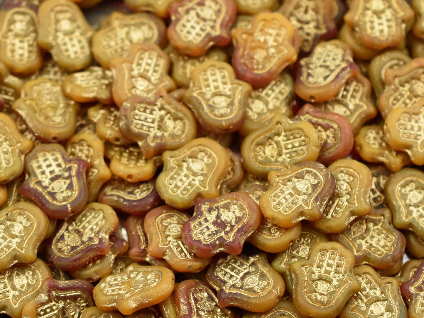 Czech Glass Beads - Hamsa Beads - Hamsa Hand - Hand Beads - 4pcs - 15x14mm - (3530)