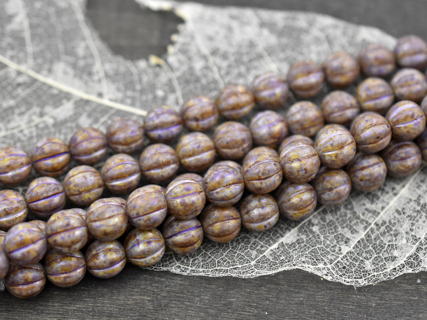 Picasso Beads - Czech Glass Beads - Melon Beads - Round Beads - 8mm Beads - 16pcs - (6037)