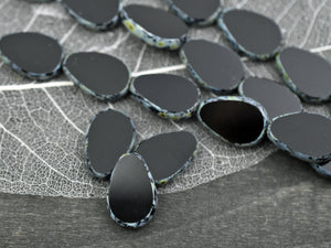 Travertine Beads - Czech Glass Beads - Picasso Beads - Teardrop Beads - Tear Drop Beads - 4pcs - 12x18mm - (2391)