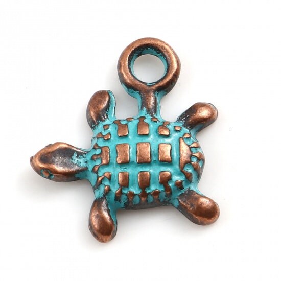*10* 13x12mm Copper Patina Turtle Charms