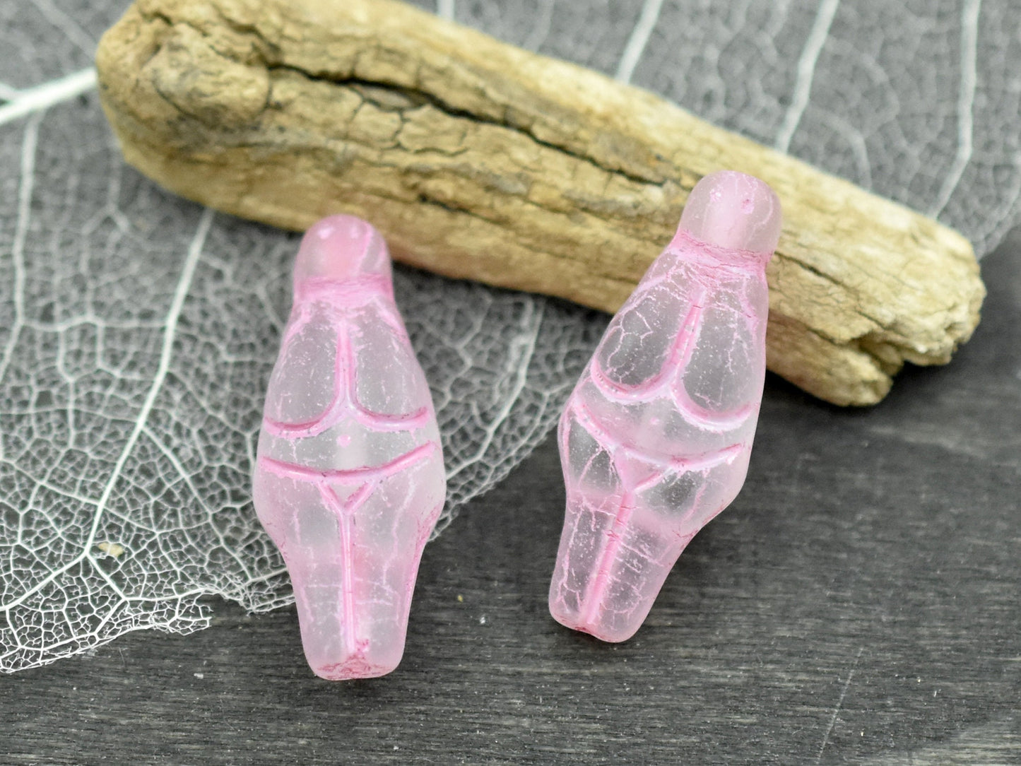 Goddess Bead - Czech Glass Beads - Female Goddess - Picasso Beads - 21x10mm - 4pcs - (685)