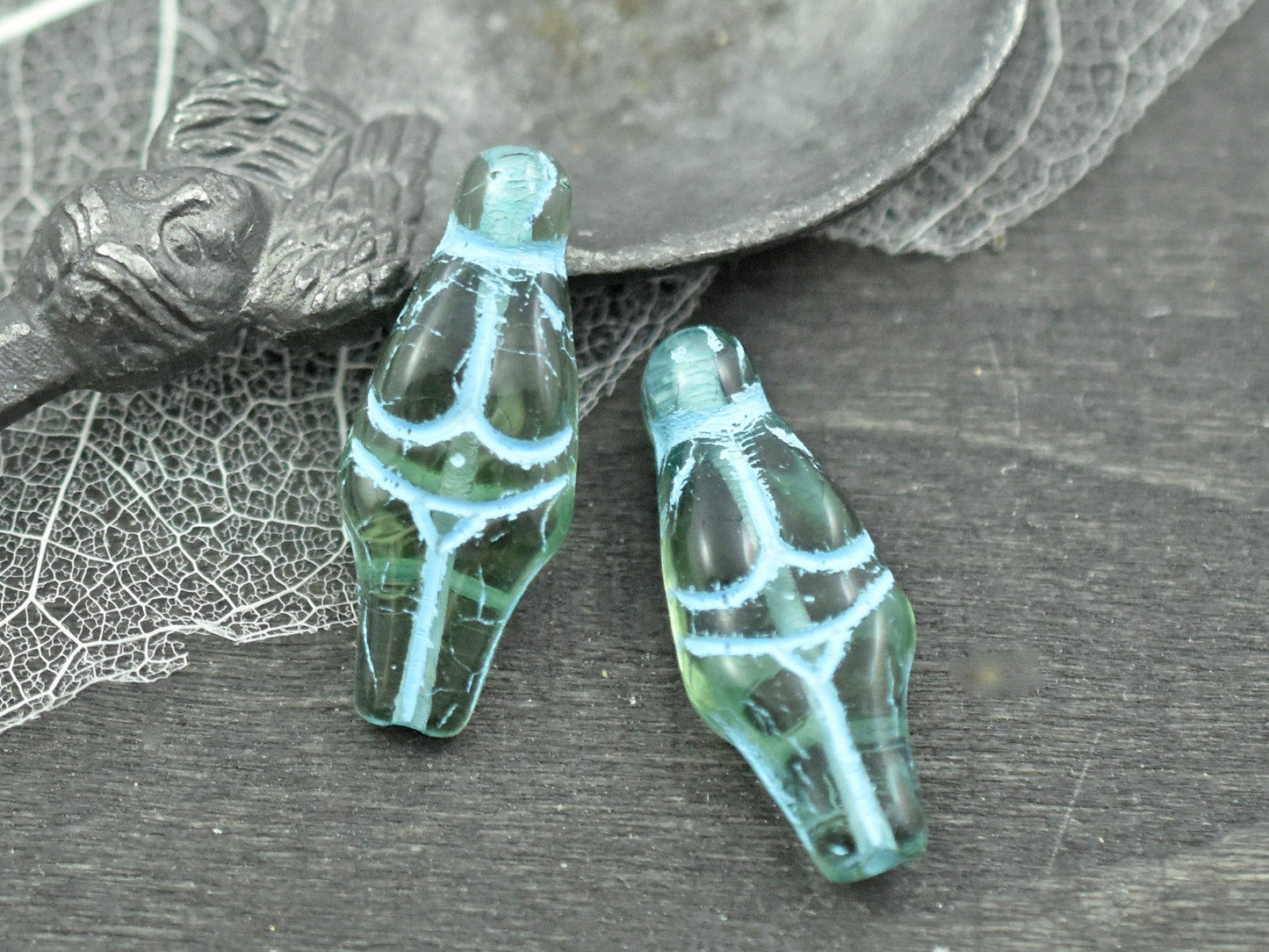 Goddess Bead - Czech Glass Beads - Female Goddess - Picasso Beads - 21x10mm - 4pcs - (101)
