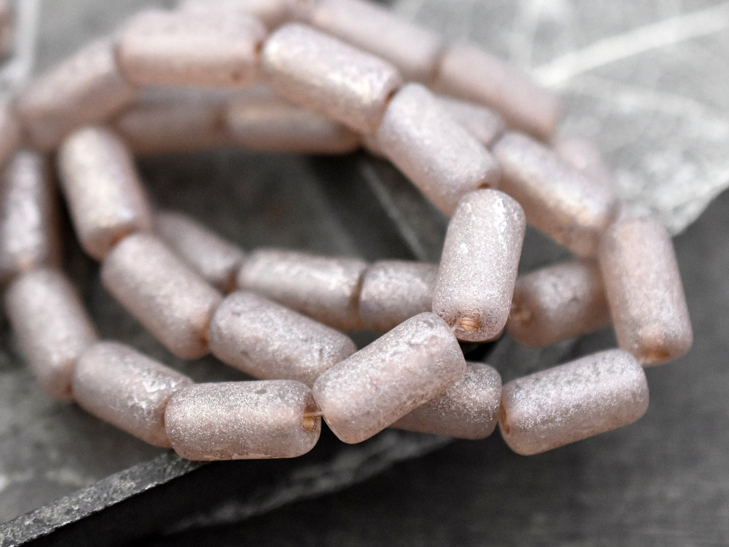 Large Hole Beads - Czech Glass Beads - Etched Beads - Tube Beads - Picasso Beads - 14x7mm - 10pcs (700)