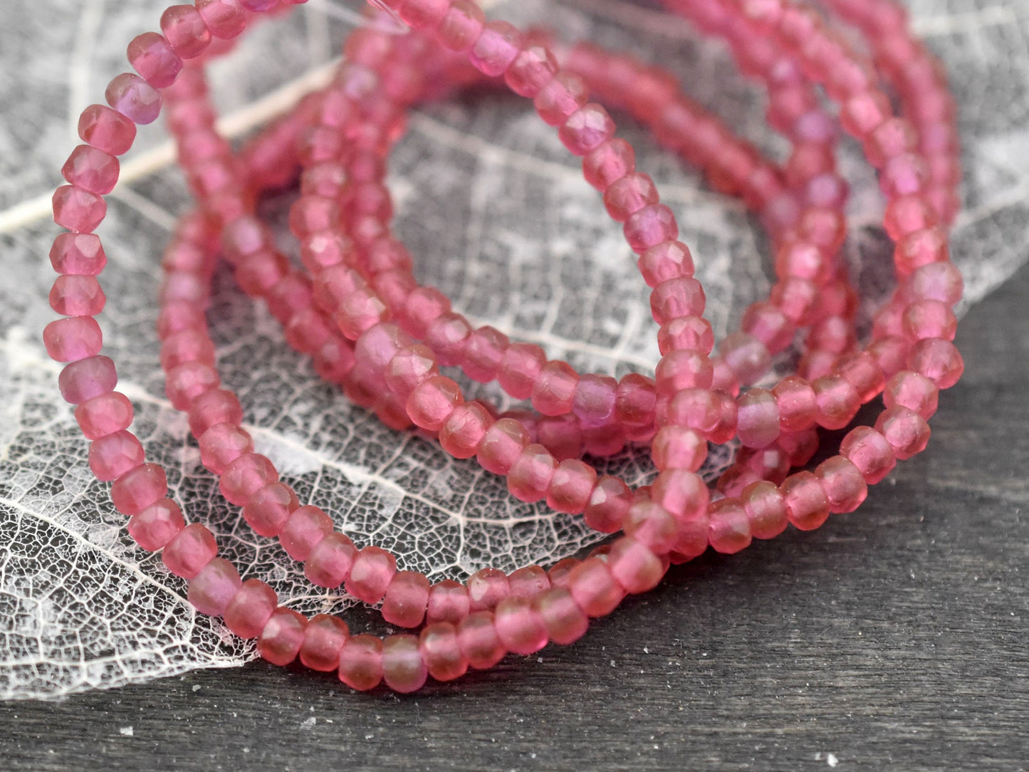 Czech Glass Beads - Micro Spacers - Spacer Beads - Pink Spacer Bead - Glass Spacers - 2x3mm - 50pcs - (3687)