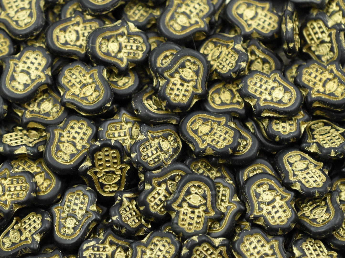 Czech Glass Beads - Hamsa Beads - Hamsa Hand - Hand Beads - 4pcs - 15x14mm - (1809)