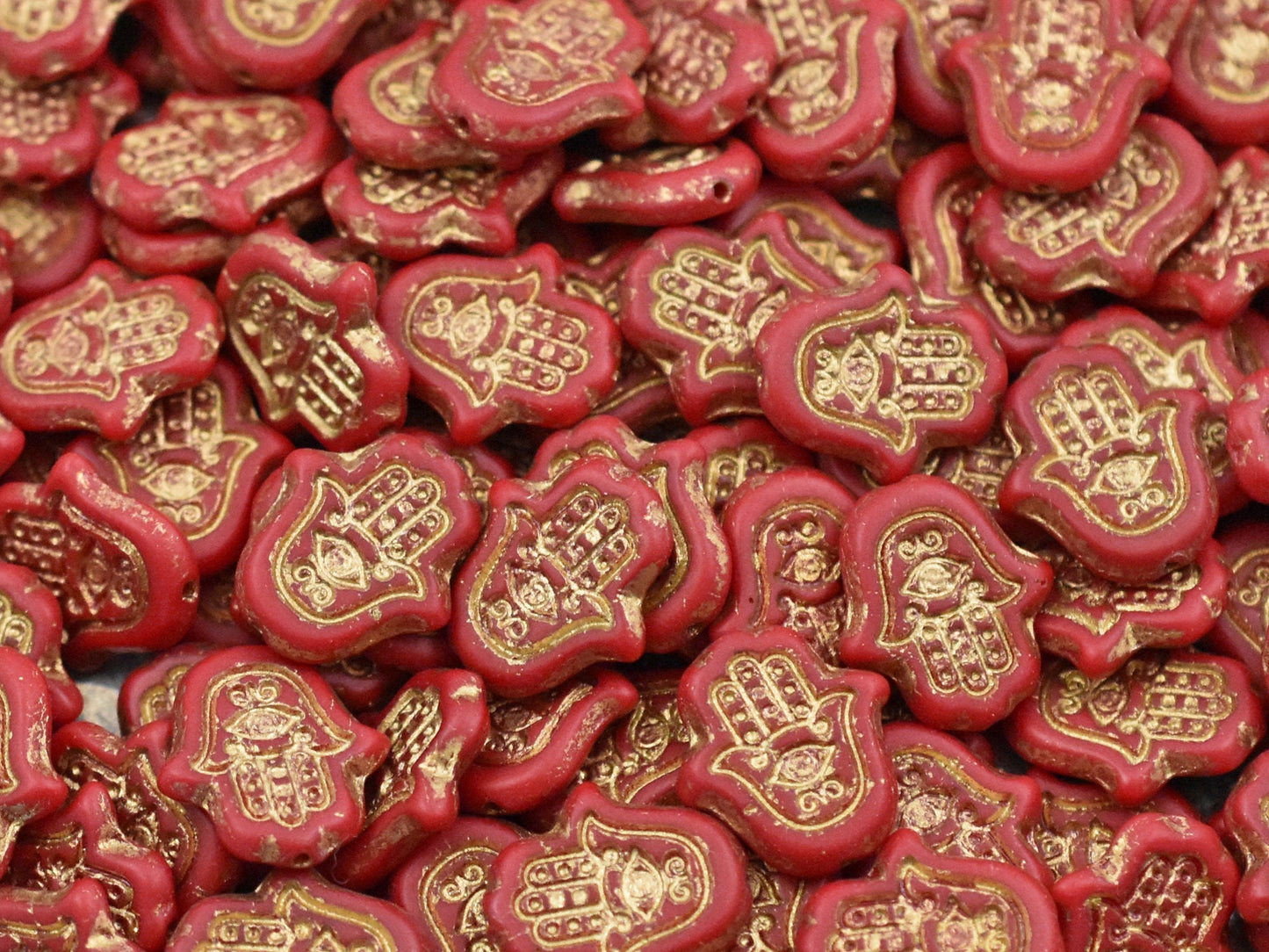 Czech Glass Beads - Hamsa Beads - Hamsa Hand - Hand Beads - 4pcs - 15x14mm - (A40)