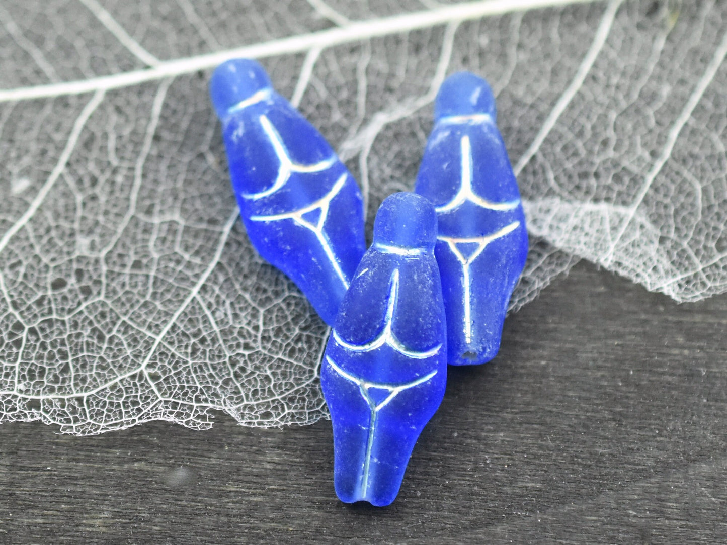 Goddess Bead - Czech Glass Beads - Female Goddess - Picasso Beads - 21x10mm - 4pcs - (292)